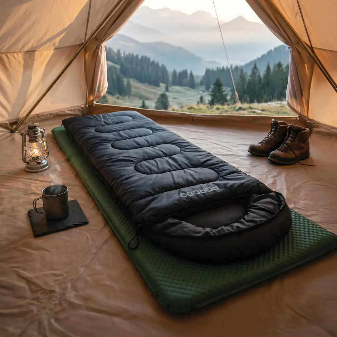 Porodo Lifestyle Lightweight Sleeping Bag with Storage Pouch - Black