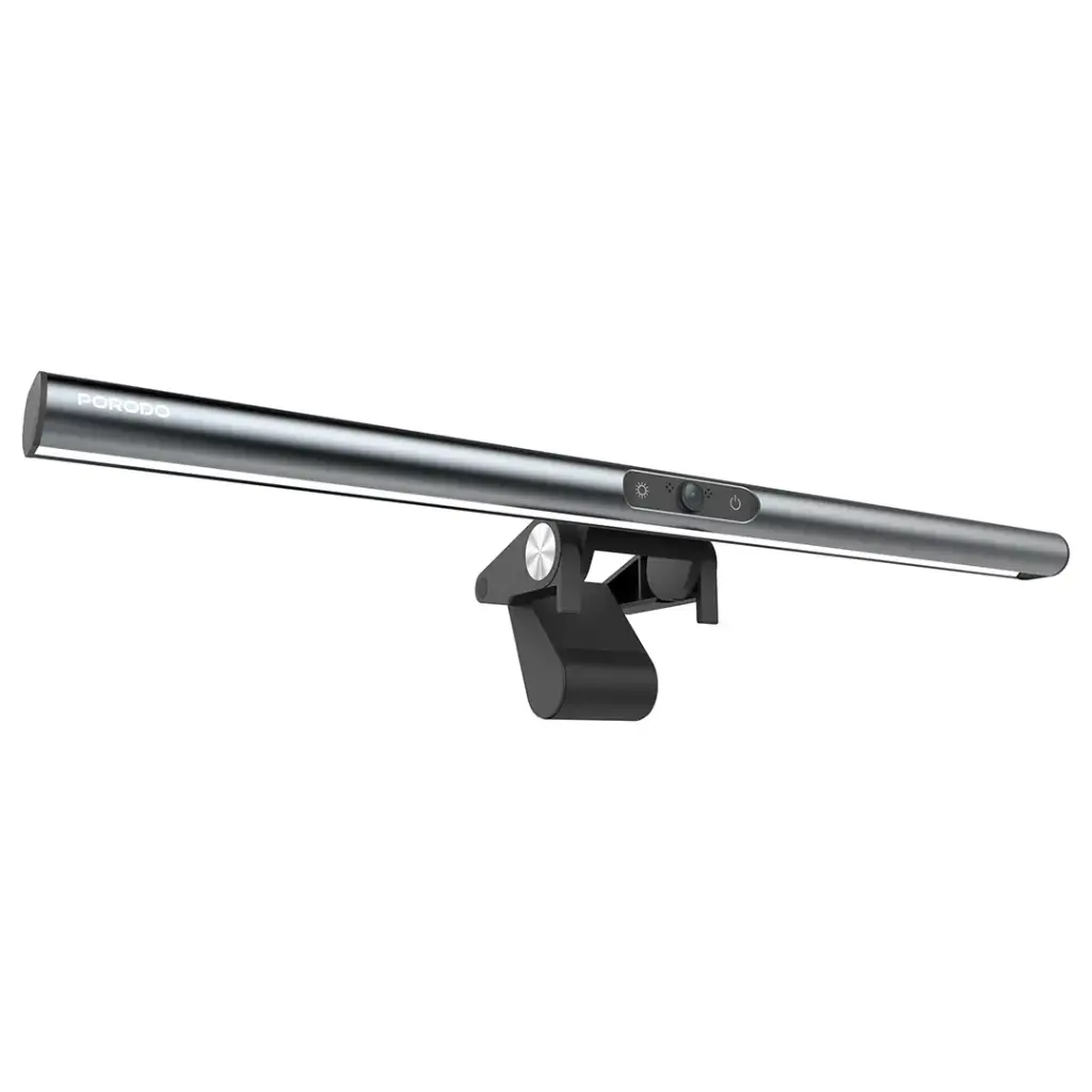 Porodo LumaView Full HD Webcam & Desk Light with Eye-Care LED Technology - Gray