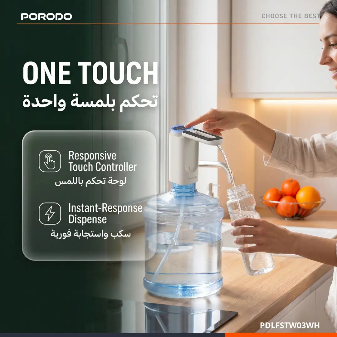 Porodo Lifestyle Maya Electric Water Dispenser with Multi-Volume Control - White & Black