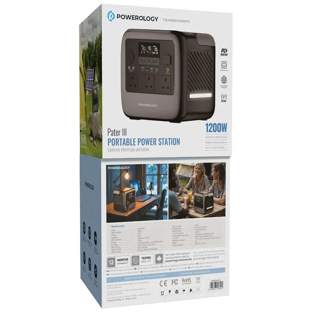 Powerology Pater III Portable Power Station 1200W - Gray