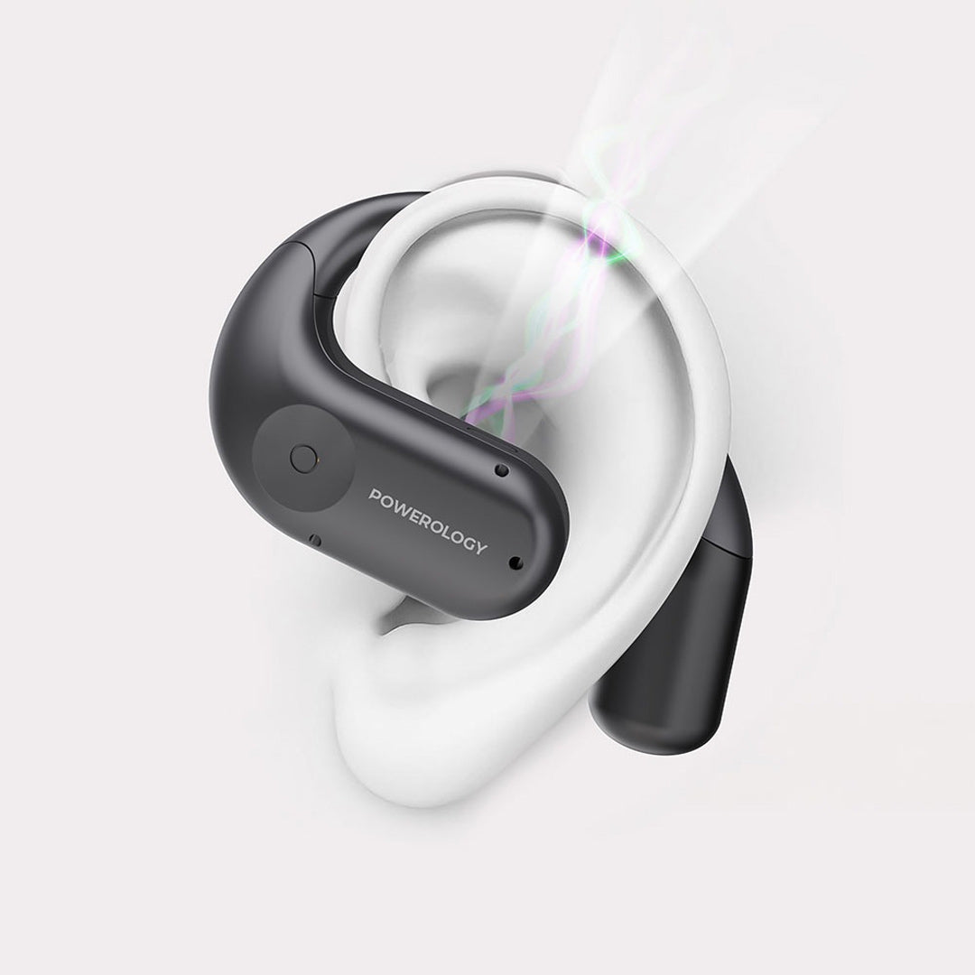 Powerology Air Conduction ENC TWS Earbuds and Charging Case with Display 60mAh - Black